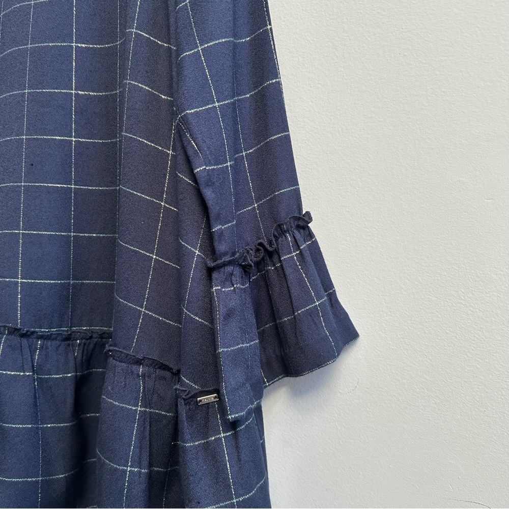 Mayoral Girls Navy Blue And Gold Check Dress, Size 8 - Picture 4 of 12